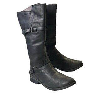 Teva De La Vina 1003011 Black Leather Zip Tall Riding Boots Waterproof Womens 9
